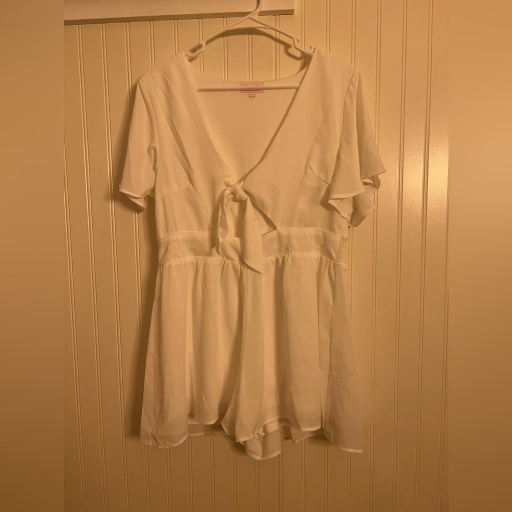 White Romper - tie in the front